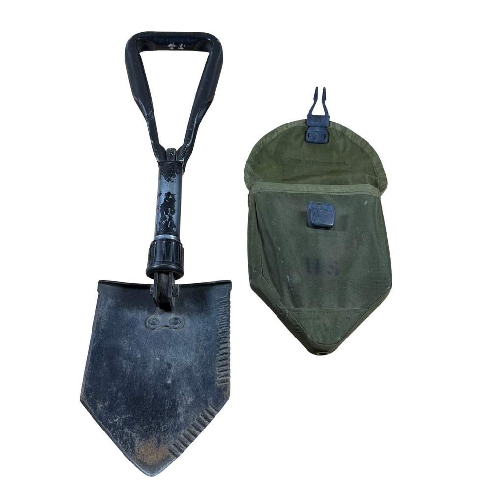 US Military Entrenching Tool Shovel Green Tri-Fold‎ With Case E-Tool OS Green